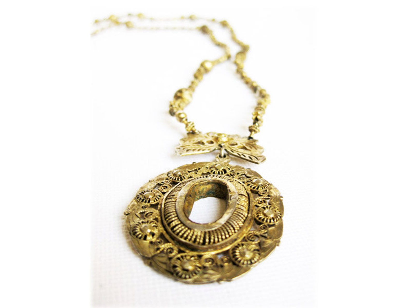 Antique Tambourine Necklace from the Philippines Etsy