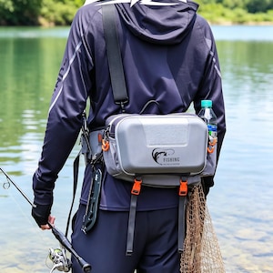 Custom Name Hook and Loop Fishing Tackle Bag Gear Waist Pack Personalized Patch Multifunction Outdoor Angler Crossbody Shoulder Bag