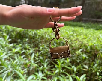 Vintage Messing Mini Geldbörse Schlüsselanhänger, Luxus Designer Taschenanhänger Geschenk für Sie