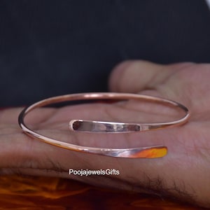100% Solid Pure Copper Bracelet, Twisted Minimalist Adjustable Cuff Bangle Handmade Jewelry Gift for Her Him