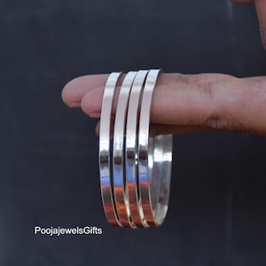 set of 4 solid silver bangles, Solid Silver Bangles Set | Handmade 925 Silver Stackable Bangles | Indian Silver Jewelry | Gift for Her