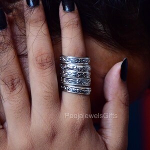 925 Sterling Silver, 5 Stacking Rings, Handmade- Statement Ring, Woman Gift Ring, Bohemian Jewellery, Unique Ring, Thin Wire Silver Ring,