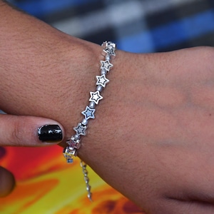 S925 Sterling Silver Celestial Star Bracelet, Dainty Star Link Bracelet, Minimalist Stackable Jewelry, Everyday Fashion Bracelet,