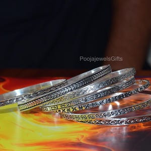 Handmade Sterling Silver Stackable Bangle Set - 7 Piece