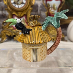 Vintage Fitz and Floyd Tiki Hut Tekanna med Tukan och Palmträd - Presentgalleri Kollektion