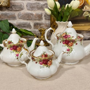 Teiera vintage Royal Albert Old Country Roses, in porcellana inglese Bone China, piccola/media/grande