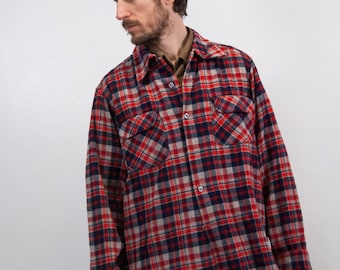 Vintage 80s Pendleton Virgin Wool Flannel Shirt Jacket - Men's Size L