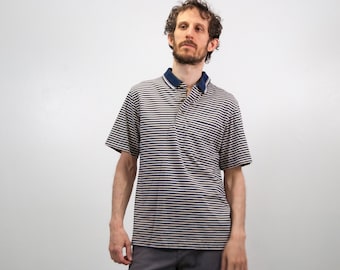 Vintage 90s LL Bean Striped Polo Shirt - Size Small