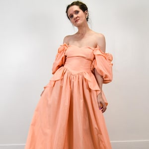 peach puffy bridesmaid dress Peach Bridesmaid Dresses