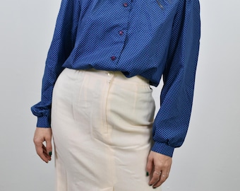 Vintage 80s Ecru Wool Pencil Skirt: Slim Fit, Size 4