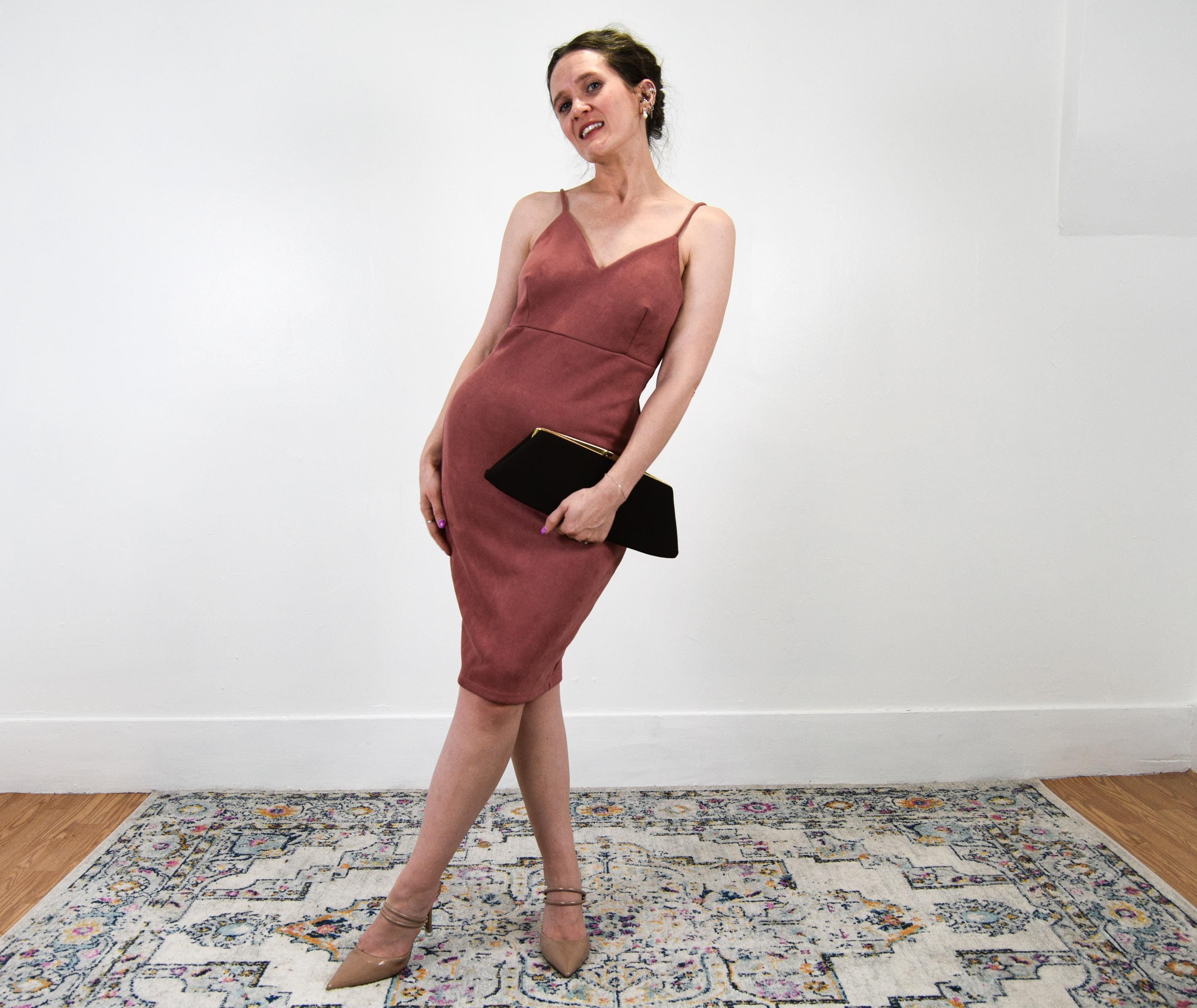 90s Suede Blush Pink Midi Dress, Sleeveless Y2K (Fits M) 90s Suede Blush Pink Midi Dress, Sleeveless Y2K (Fits M)