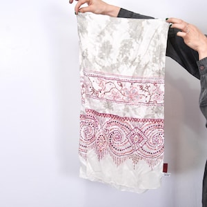 Vintage 00s Y2K Red and Pink Over White Italian Silk Scarf / Made in Italy by Kenzo / Dry Clean Only