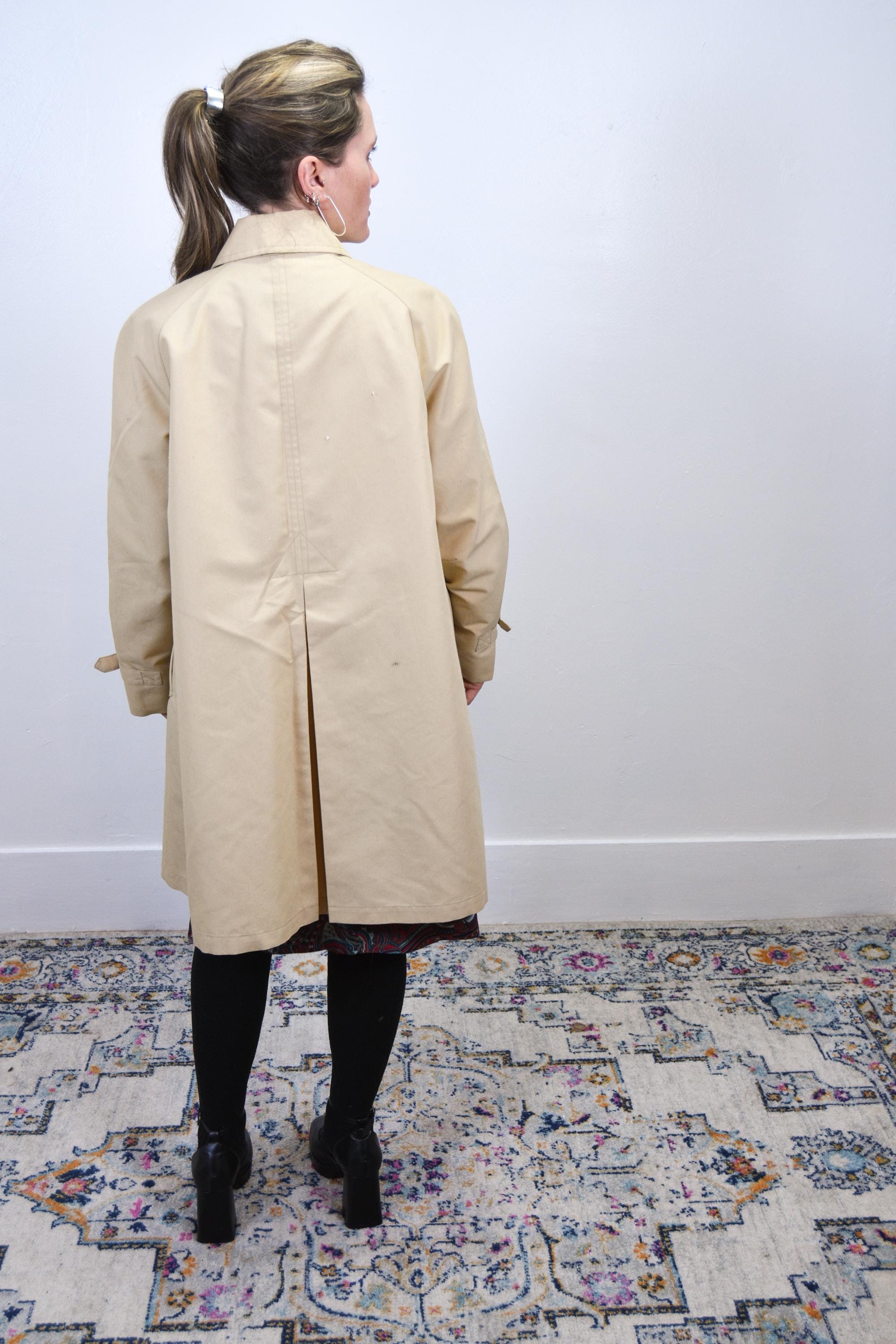 Vintage 80s London Fog Trench Coat: Beige Khaki Spring Jacket