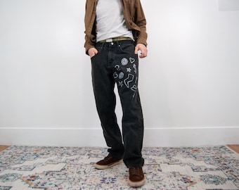 Vintage Wrangler-jeans uit de jaren 80: relaxte pasvorm, white-out ontwerpen (30 x 30)