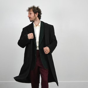 Vintage 00s Dark Charcoal Wool Cashmere Single Breasted Overcoat by Pronto Moda / Grey Formal Winter Jacket / Woven in Italy / Fits 40R