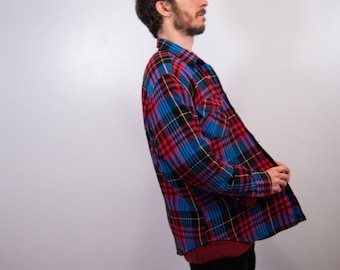 Vintage 80er Jahre Karierte Flanellhemd Jacke: gefüttert, Quilt gefüttert, passend für XL