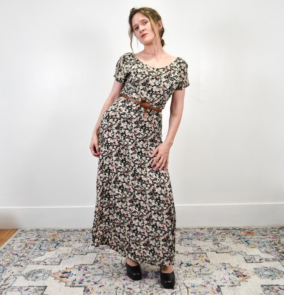 Vintage 90s Floral Rayon Maxi Dress - Made in USA - Etsy Israel