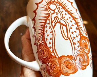 Terracotta Virgin Mary Mug