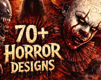 70+ Horror Halftone PNG Bundle | Dark Streetwear T-Shirt Designs | DTF dtg Print Ready | 300 DPI | Fully Commercial Use | Digital Download
