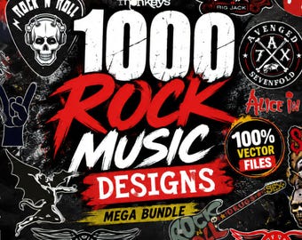 1000+ Rock Band T-Shirt Design Bundle PNG SVG EPS ai | Vintage Rock, Metal & Punk Graphics | dtf dtg Sublimation Commercial Use