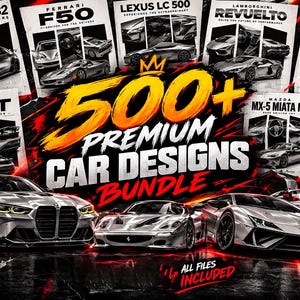500+ Car Design PNG Bundle, Automotive T-Shirt Designs, JDM Muscle Supercar Racing Graphics, Car T-Shirt Prints, pod, 300 DPI Digital