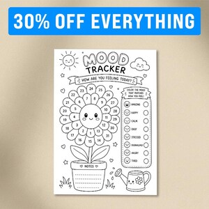 Printable Mood tracker page - Flower - Instant Digital Download (A4 & A5 | With or Without Dot Grid Background)
