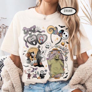 Coquette Disney Nightmare Before Christmas T-Shirt, Vintage Jack Skellington and Sally Tee, Oogie Boogie Bash Family Halloween Shirt