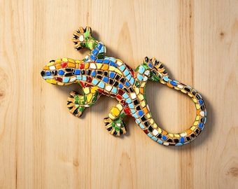 Magnete a forma di geco a mosaico di Barcellona, souvenir di viaggio dalla Spagna, decorazione per il frigorifero.