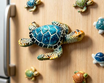 Süße Meeresschildkröte Kühlschrankmagnet,von Hand bemalt,Ozean Souvenir,tropisches Wohndekor,Meeresschildkröte Magnet,Geschenk
