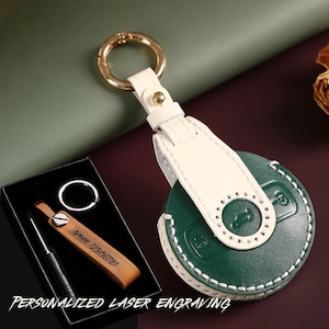 personalized crazy horse leather key case suitable for benz Smart Fortwo Smart 1 Smart 3 Round 1 Brabus 1 2022 2023 Key Protector Shell