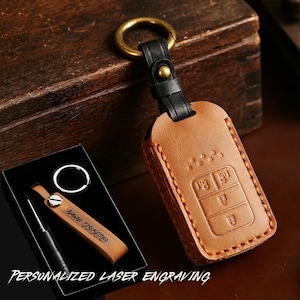 gepersonaliseerde leren sleuteletui geschikt voor Honda Civic Accord Pilot CRV HRV Fit Odyssey Crosstour Ridgeline Crider-sleutelbehuizing