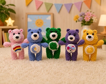 Cute Rainbow Bear Crochet Pattern PDF | Kawaii Amigurumi Tutorial | Nostalgic Bear Plush Pattern