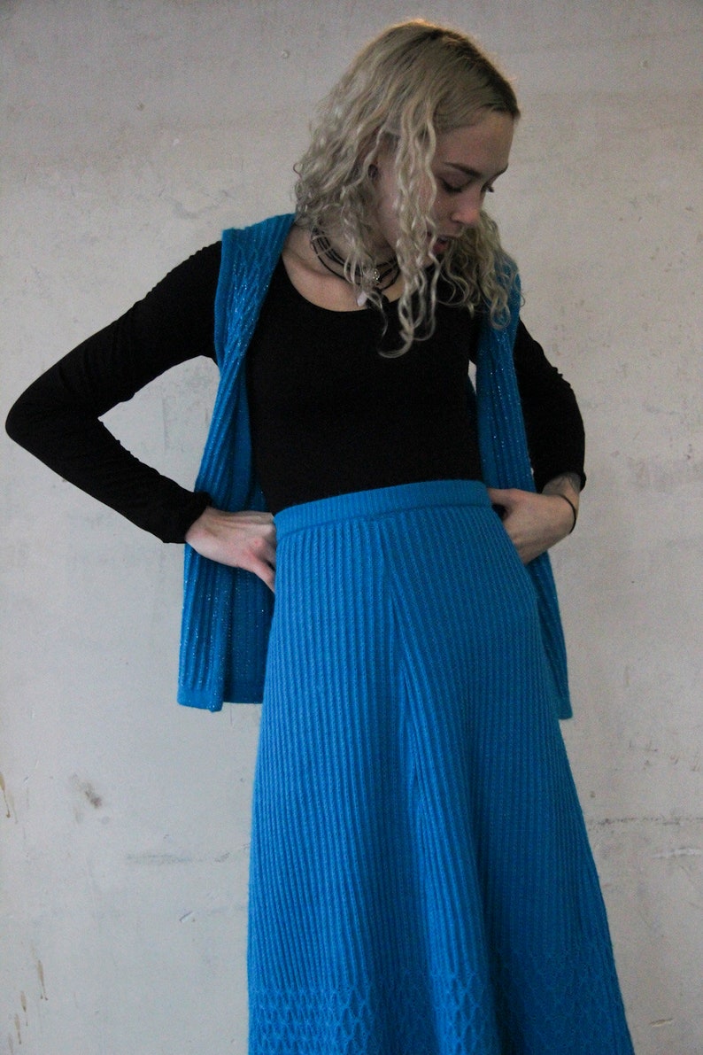 70s knit two-piece Skirt /& Vest S