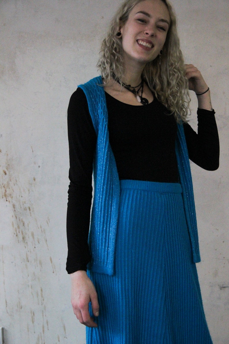 70s knit two-piece Skirt /& Vest S