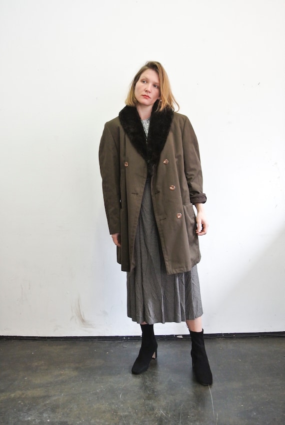 80s parka coat / fake fur, men: M