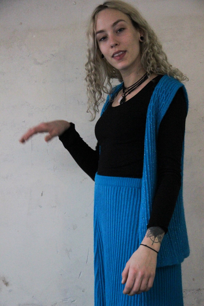 70s knit two-piece Skirt /& Vest S