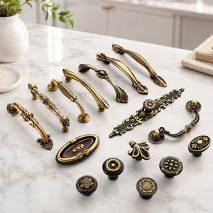Vintage Antique Copper Cabinet Hardware, Classic American French Brass Pulls, Durable Drawer & Wardrobe Door Grips