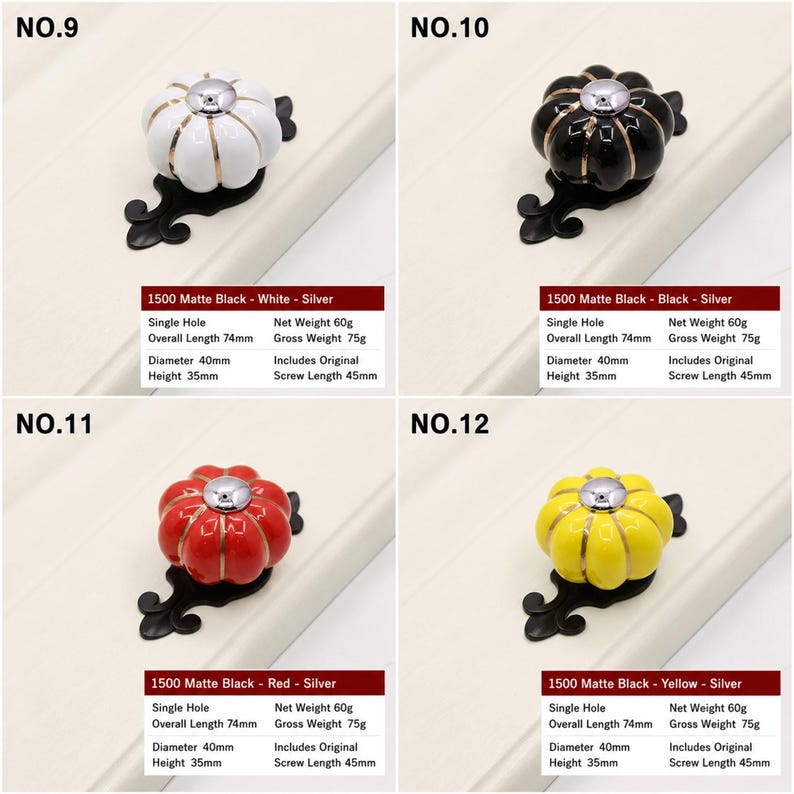 Creative Pumpkin Shaped Round Knobs, Multi-color Modern Furniture Handles for Cabinets, Drawers and Storage Closets image 6