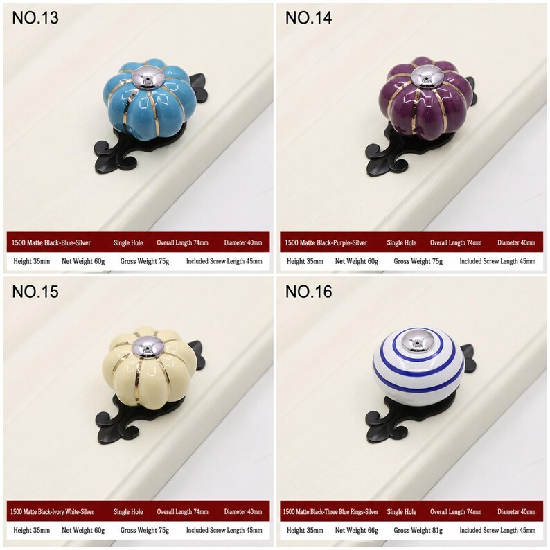 Creative Pumpkin Shaped Round Knobs, Multi-color Modern Furniture Handles for Cabinets, Drawers and Storage Closets image 5