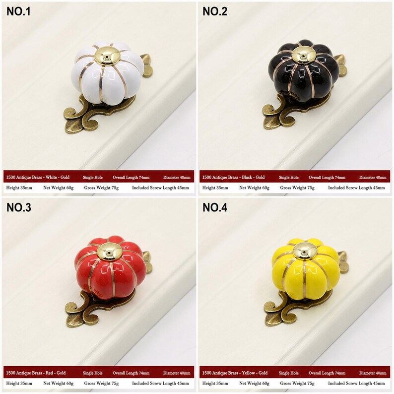 Creative Pumpkin Shaped Round Knobs, Multi-color Modern Furniture Handles for Cabinets, Drawers and Storage Closets image 3