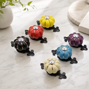Creative Pumpkin Shaped Round Knobs, Multi-color Modern Furniture Handles for Cabinets, Drawers and Storage Closets image 2