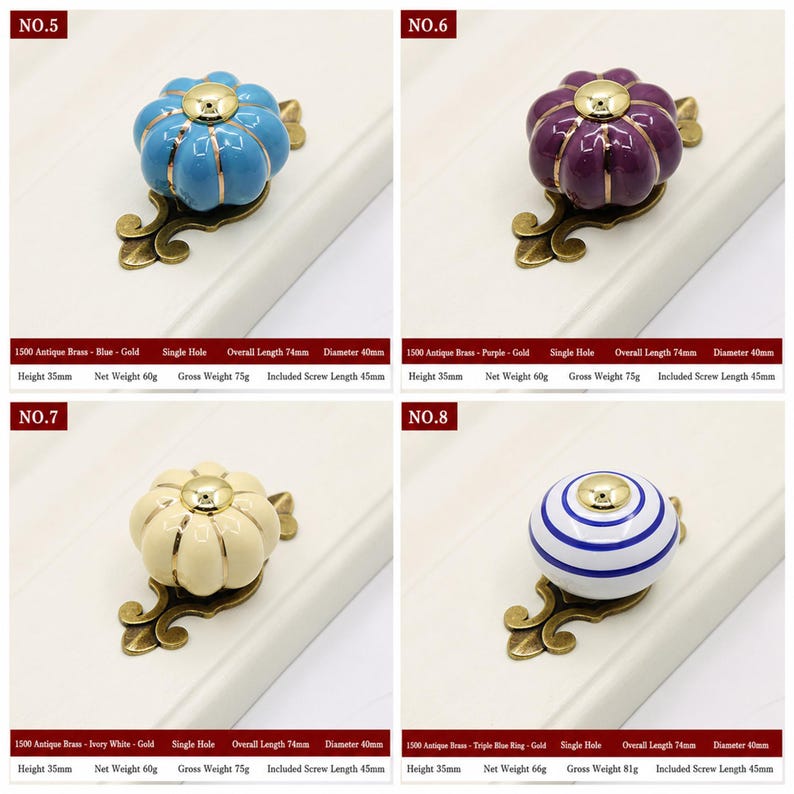 Creative Pumpkin Shaped Round Knobs, Multi-color Modern Furniture Handles for Cabinets, Drawers and Storage Closets image 4