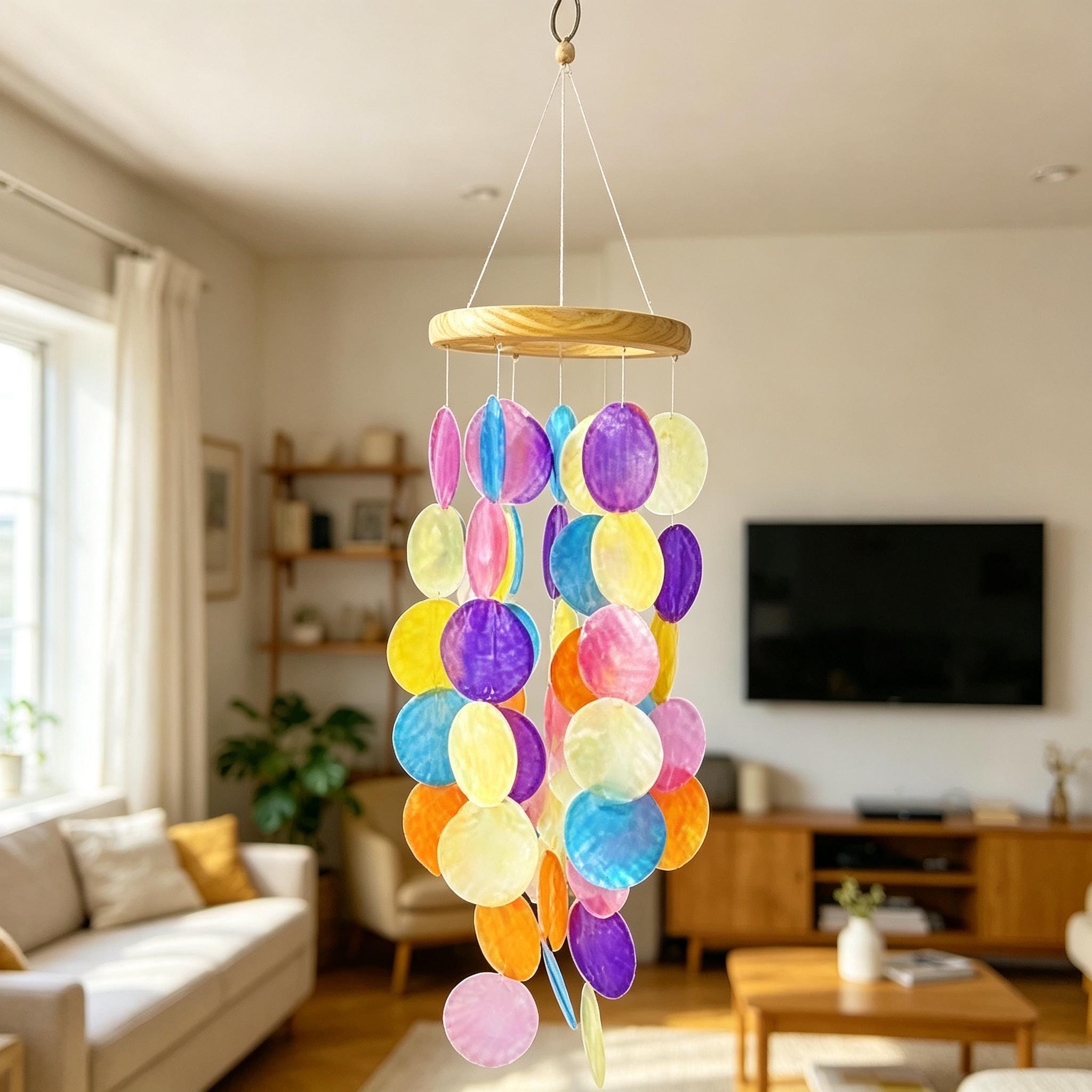 Rainbow Capiz Shell Wind Chime - Etsy