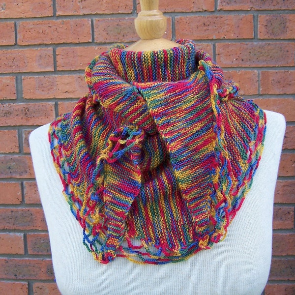 Handknitt bunte Frauen Shawlette, Frauen-Schal, Wolle Halswärmer