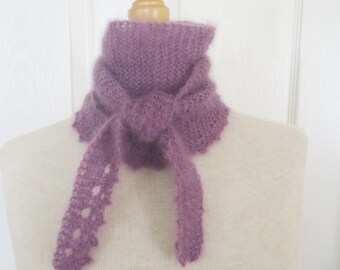 独特な店 Knit Hand Mini Scarf Tapered Silk and Mohair Kid Scarf, 小物