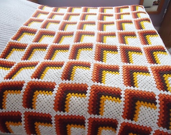 Crochet 3D Blanket, Afghan Blanket, Crochet 3D Throw, Crochet Blanket, Granny Square Blanket , Multicolour Afghan Blanket