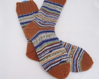 Hand Knit Socks, Unisex Knit Socks, Wool Crazy Scrappy Socks