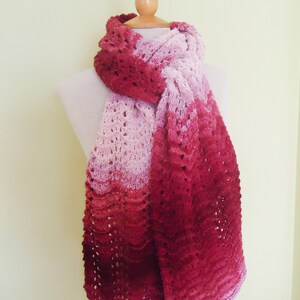 Hand Knit Extra Long Scarf, Extra Long Lace Scarf, Hand Knit  Lace Scarf