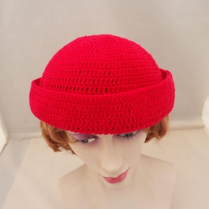 Crochet Sailor Hat, Crochet Summer Hat in Red