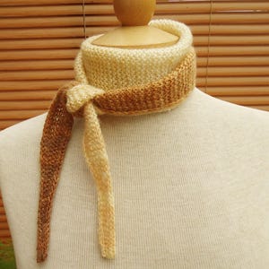 Hand Knit Mohair Sparkle Mini Scarf, Tapered Tie Scarf